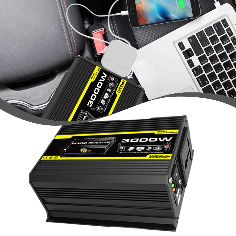 Inversor de carro 12V para AC 220V/110V 500W Conversor de onda modificada Alta eficiência de conversão Interface USB dupla