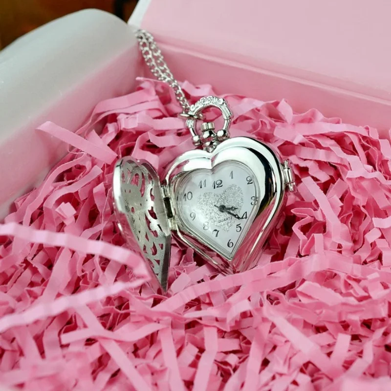 Silver Smooth Quartz Pocket Watch Mens Womens Necklace Clock Metal Stainless Steel Watches Pendant with Short Chain Gifts