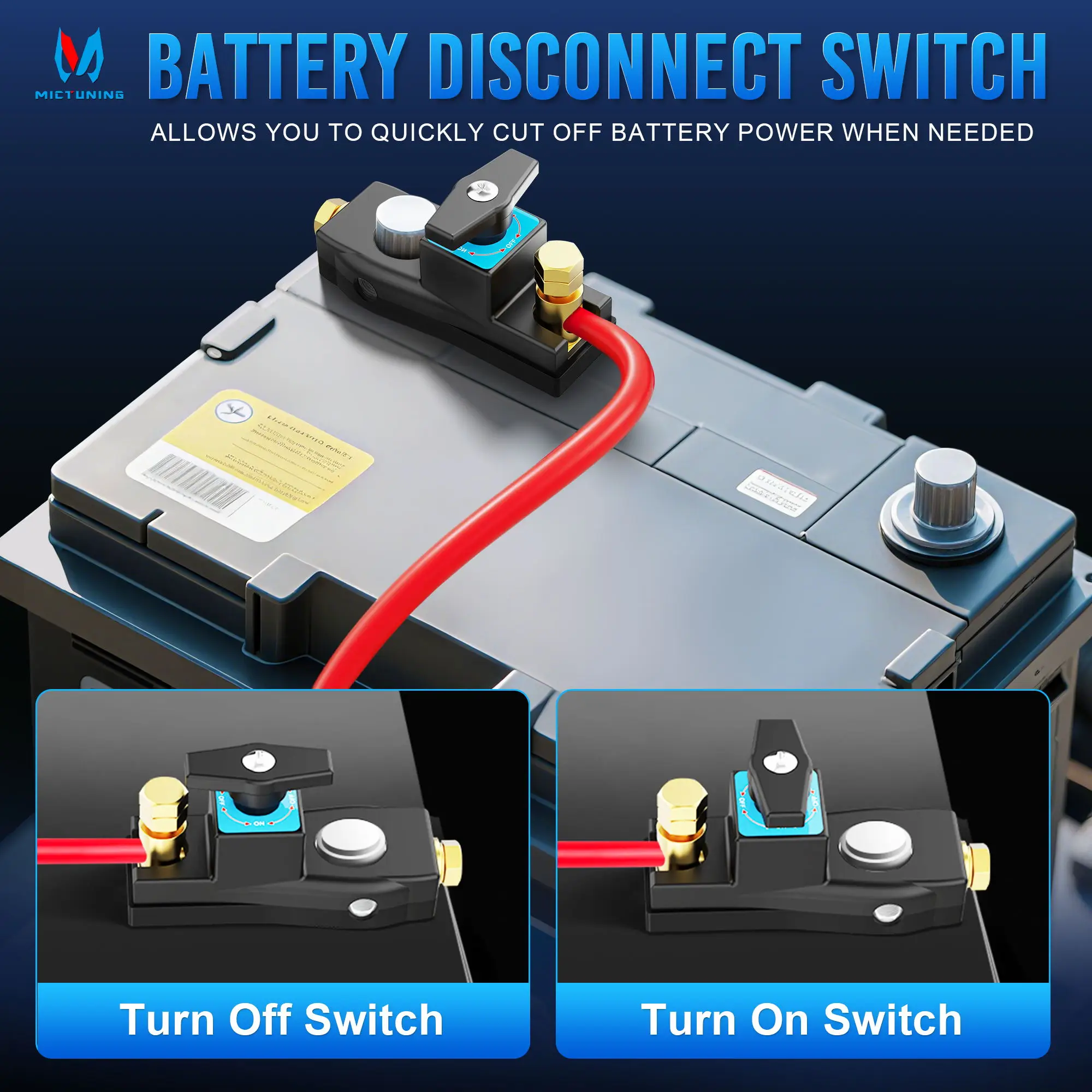 Universa 12V Car Battery Disconnect Switch, Battery Cut Off Switch, Battery Kill Switch Power Cut Isolator Kill Switch for Truck