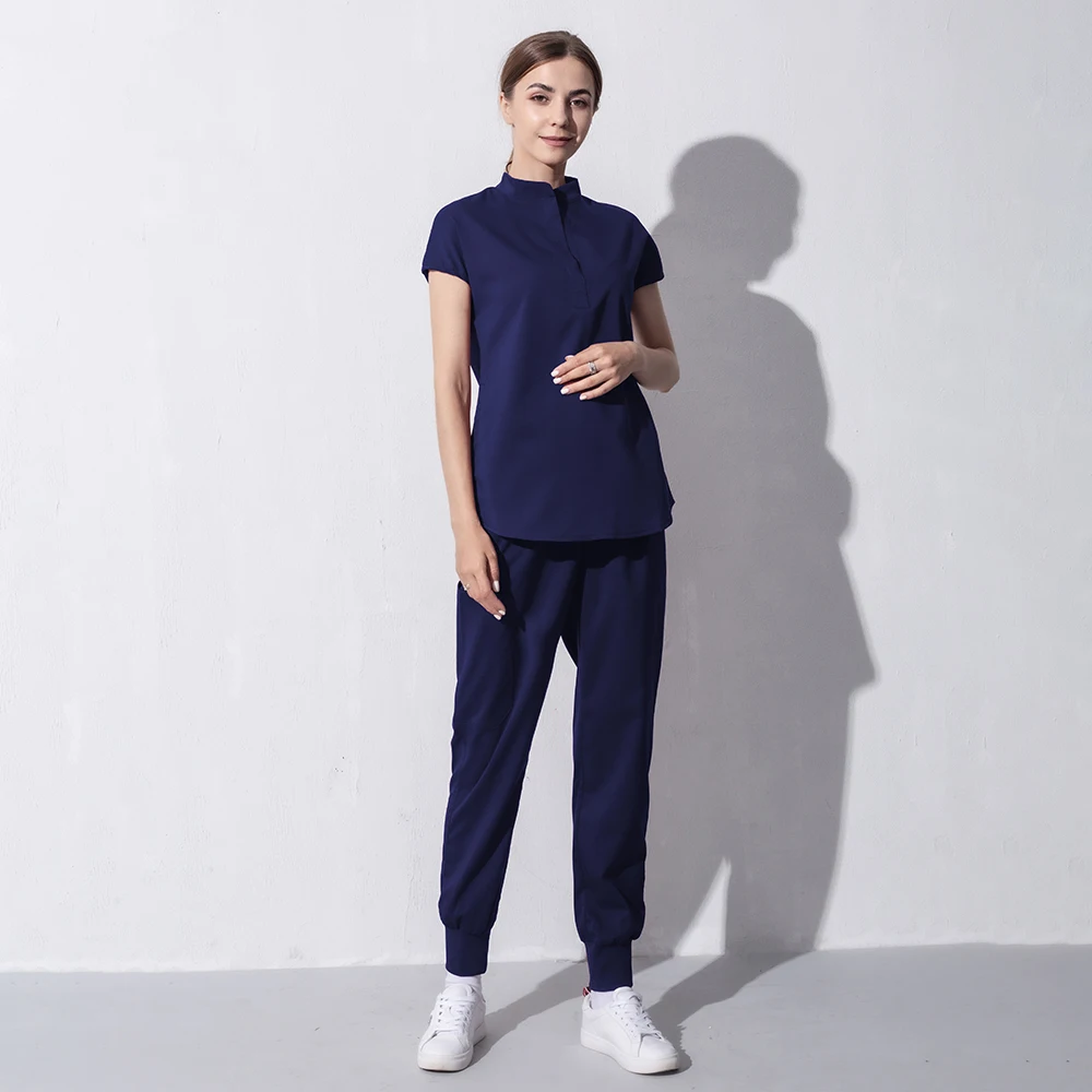 

Scrubs For Women Pet Hospital Uniform Set Scrub Suits Solid Color Unisex Surgical Gown Pocket V-neck Joggers Wholesale Price