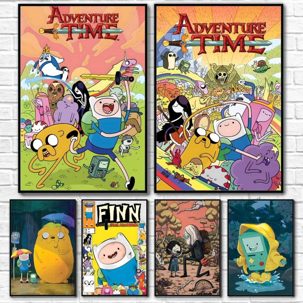 

A-AdventureS T-TimeS F-Fionna C-Cake Poster Sticky Wall Art Printing Waterproof Home Living Bed Room Bar Aesthetic Decor