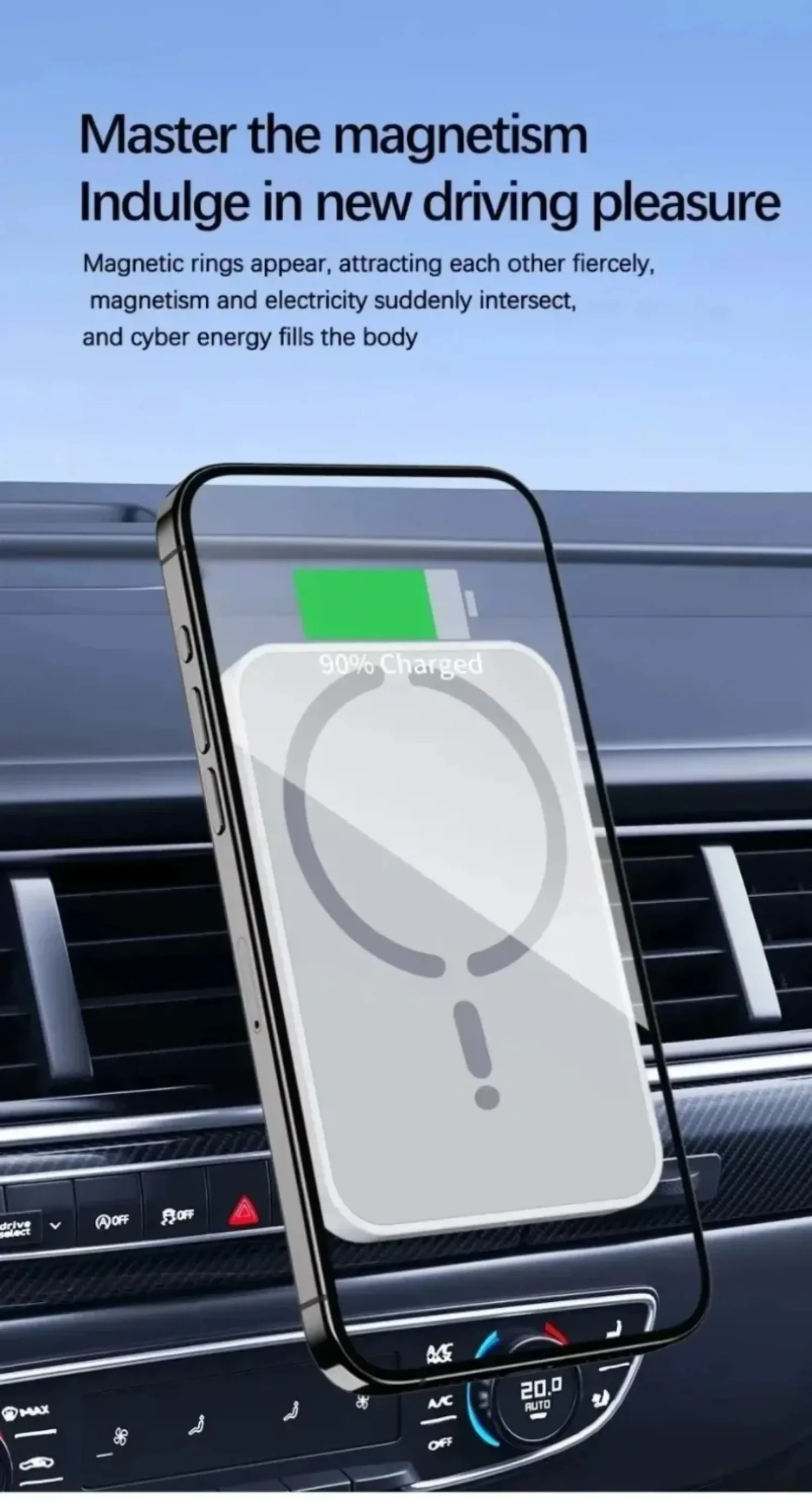 Magnetische Auto-Wireless-Ladegerät-Halterung 15W Schnellladung für iPhone 12 13 14 15 16 Samsung Qi-Telefon 360° Drehung Lüftungsclip Ohne Kabel – Detail 1