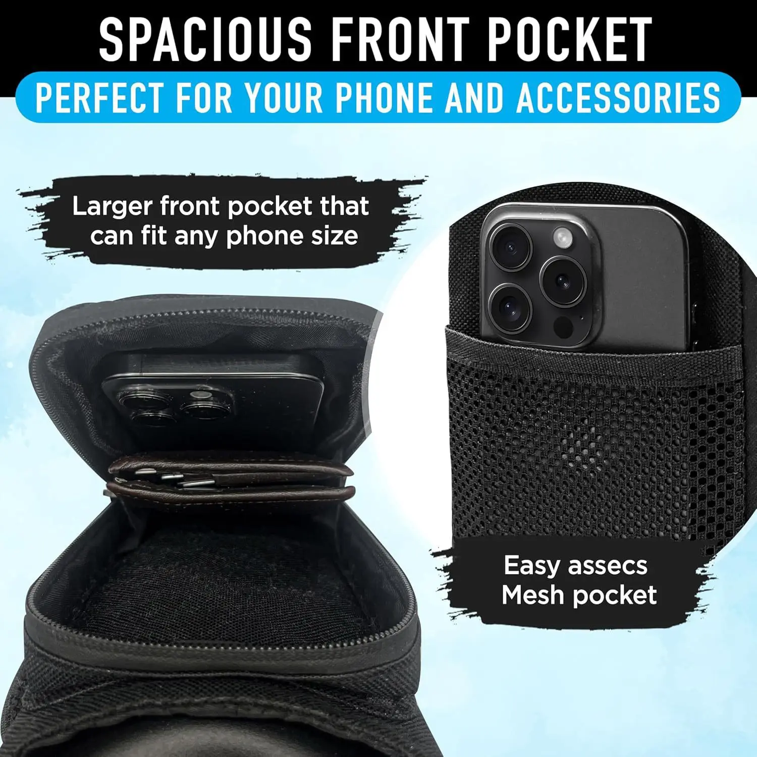 Upgraded Magnetic Water Bottle Holder with Phone Pocket, Strong Magnet, RFID Safe, Adjustable Strap for Gym Workout image 6