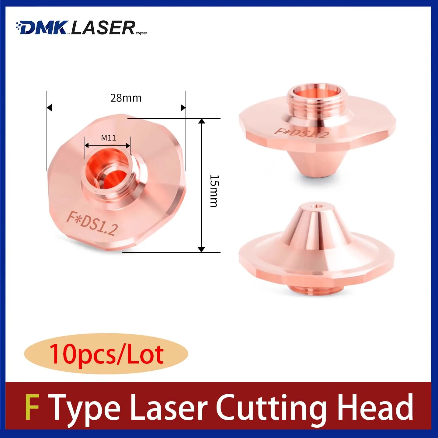 

10pcs/Lot F Type Laser Cutting Nozzle D28M11H15 Booster With Step Cutting Consumables Copper Nozzle For Raytools WSX BOCI OSPRI