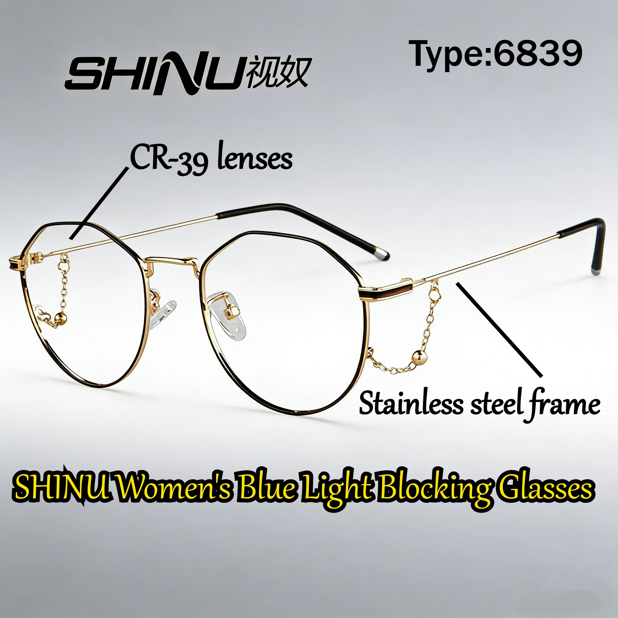 SHINU Women's Blue Light Blocking Glasses, Customizable Colored  Lenses - Red for Sleep Aid, Orange for Work & Gaming