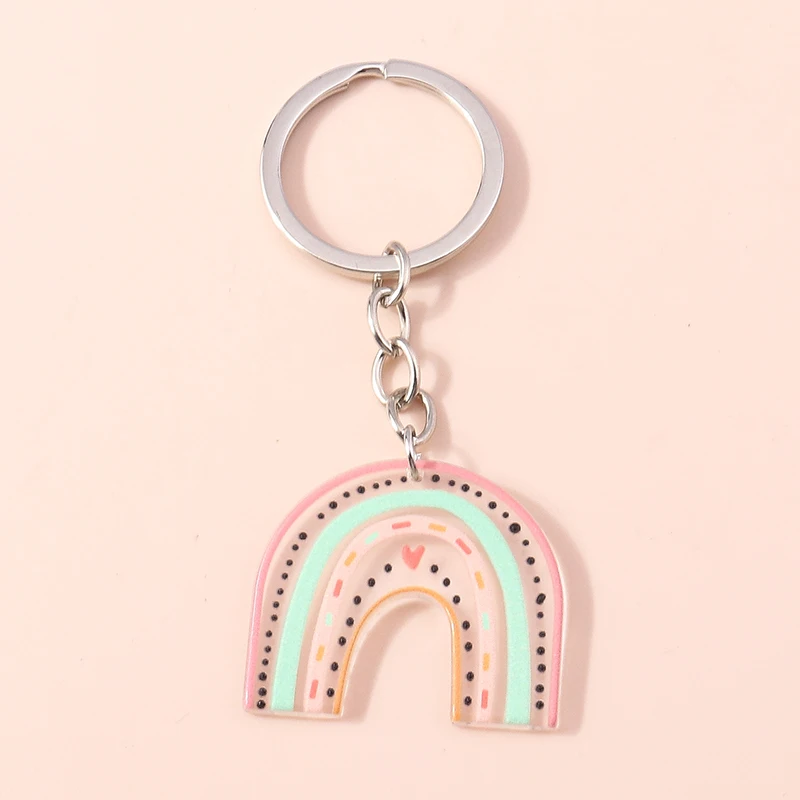 Niedliche Regenbogen Schlüssel anhänger Emaille Pflanze Kaktus Sonne Charms Schlüssel ringe Souvenir Geschenke für Frauen Männer Auto Schlüssel Handtasche Anhänger Schlüssel anhänger – Detail 11