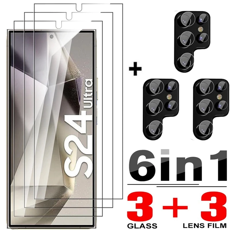 

6in1 Tempered Glass For Samsung Galaxy S25Ultra S24 Ultra Screen Protector Camera Lens Protective Film S24 Plus S24+ S24ultra Le
