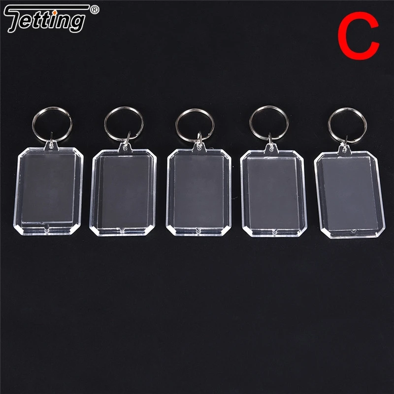 5PCS/lot Keyring Keychain Rectangle Transparent Blank Acrylic Insert Photo Picture Frame DIY Split Ring Key Chain Gift