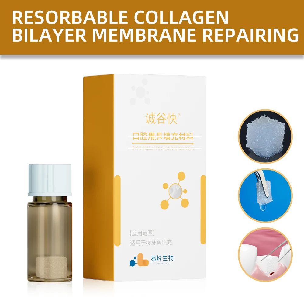 Membrana de Colágeno Resorbible Dental de Doble Capa GBR para Aumento Óseo, Reparación de Defectos del Cresta Alveolar, Materiales para Implantes Dentales