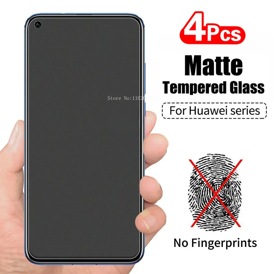 4Pcs Matte Tempered Glass for Huawei P20 Pro P30 Nova 2i 3i 5T 7i 7 Honor 8X 10 Lite Y9S Y6P Y6Pro Y9Prime 2019 Screen Protector