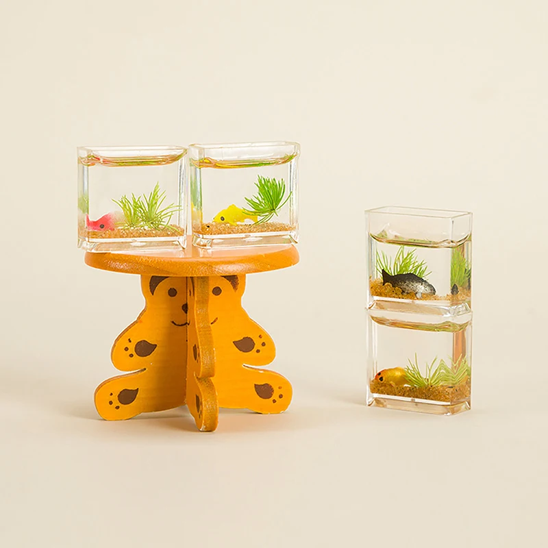 Nieuw 1 Stuks Poppenhuis Miniatuur Glazen Aquarium Kom Aquarium Poppenhuis Home Ornament Speelgoed Voor Poppenhuis Sticals