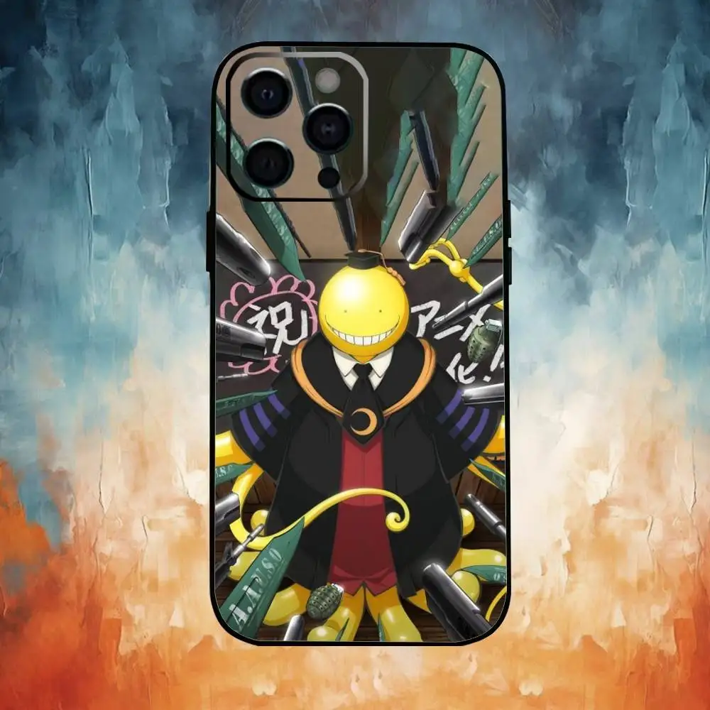 حافظة هاتف للفصل الدراسي على شكل حرف A لهاتف iPhone17,16,15,14,13,12,11 Plus، Pro Max غطاء أسود ناعم