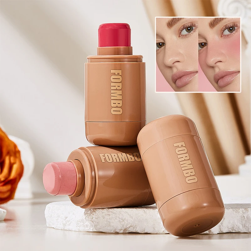 Bolso blush rouge stick, rosto olhos lábios bochecha iluminar sombreamento maquiagem, creme fosco à prova d'água blush, textura leve fácil de borrar