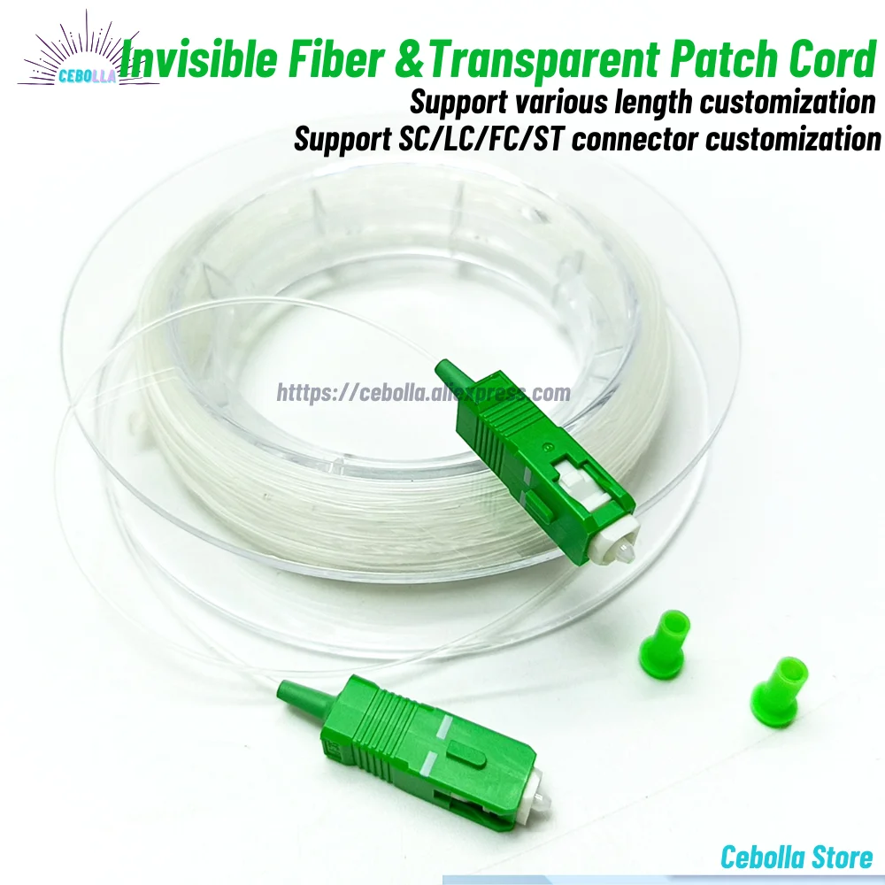 

SC-SC APC Indoor Transparent Fiber Optic Cable 10-50M G657A2 Drum Invisible SC/APC Single-mode Single Core Jumper