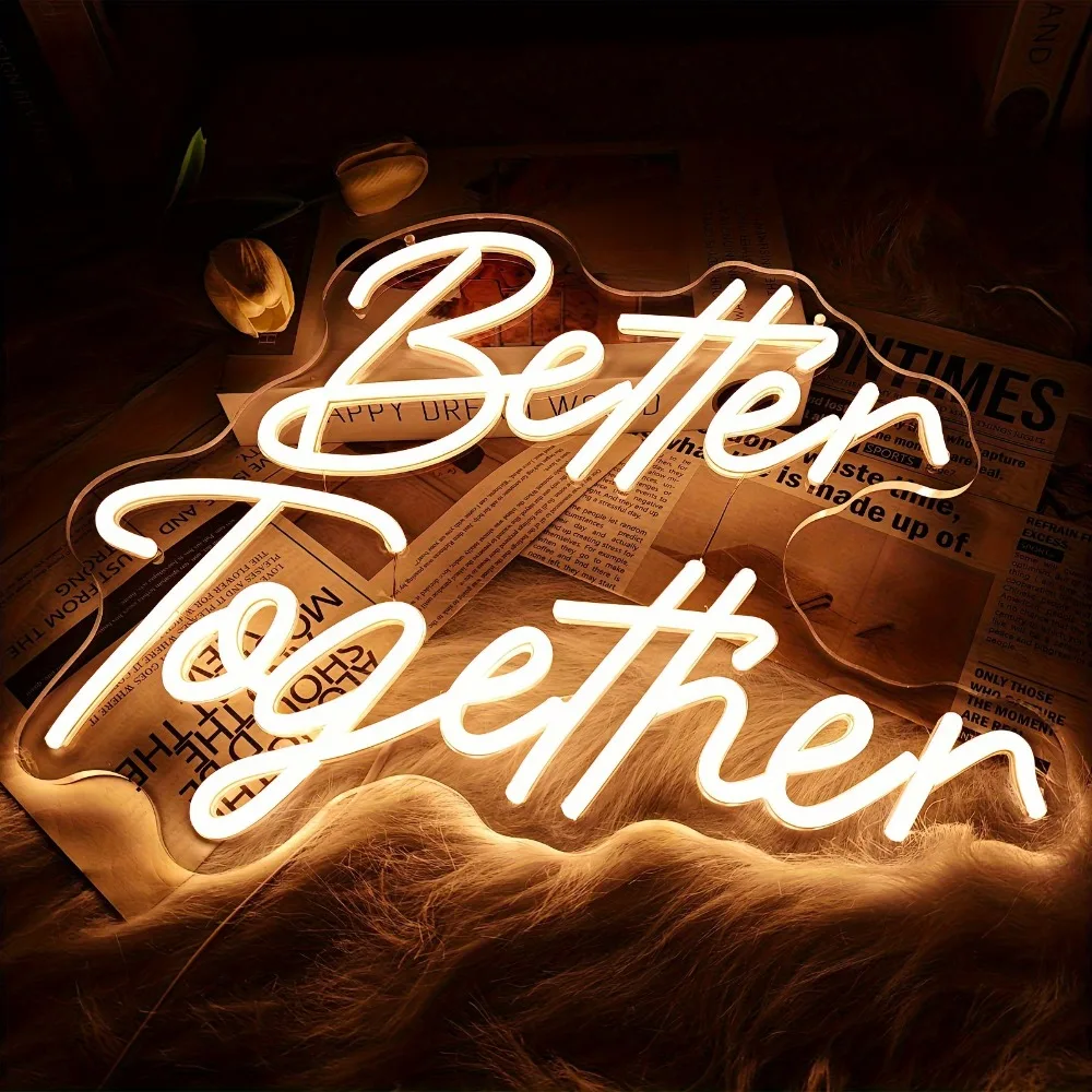 

Неоновая вывеска «Better Together» теплого желтого цвета, идеально подходит для дома, бара, магазина, свадебного декора, подарка на день рождения, украшения стены и мужской комнаты.