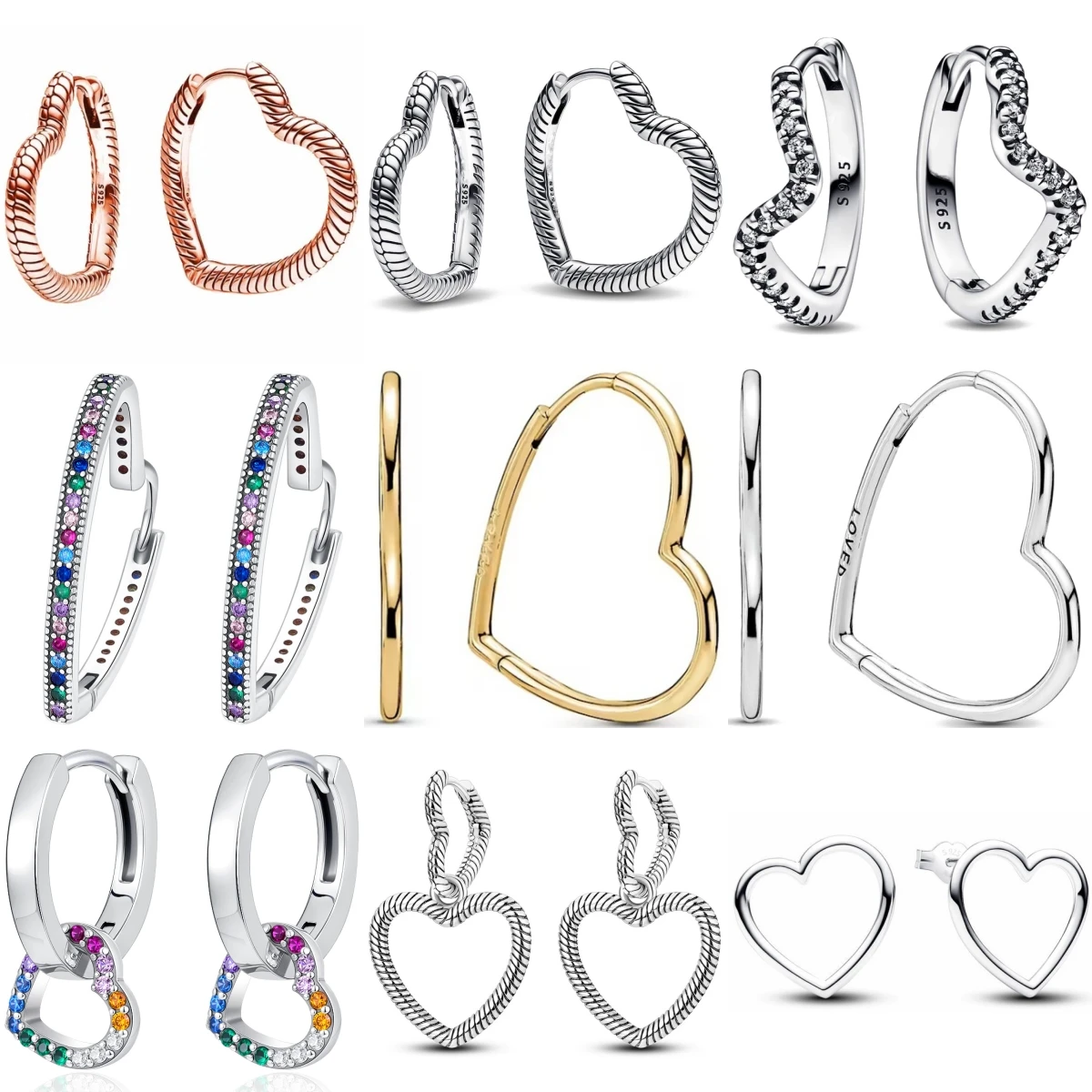 

New Fashion 925 Sterling Silver Double Hearts Earrings Fit Women's Jewelry Lover's Holiday Birthday Gift