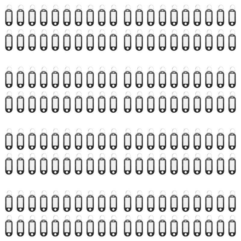 160 Pcs Key ID Label Tags Split Ring Keyring Keychain Black