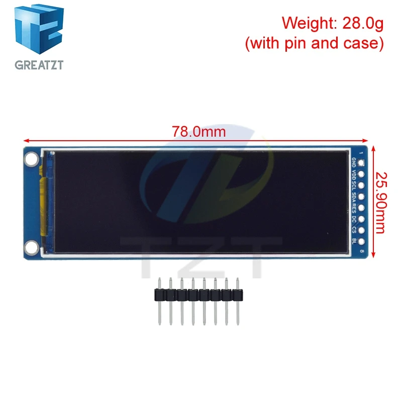 2.79 Inch NV3007 TFT LCD Display Module GREATZT 142×428 Resolution 8 Pin SPI Full Color Screen Panel for arduino