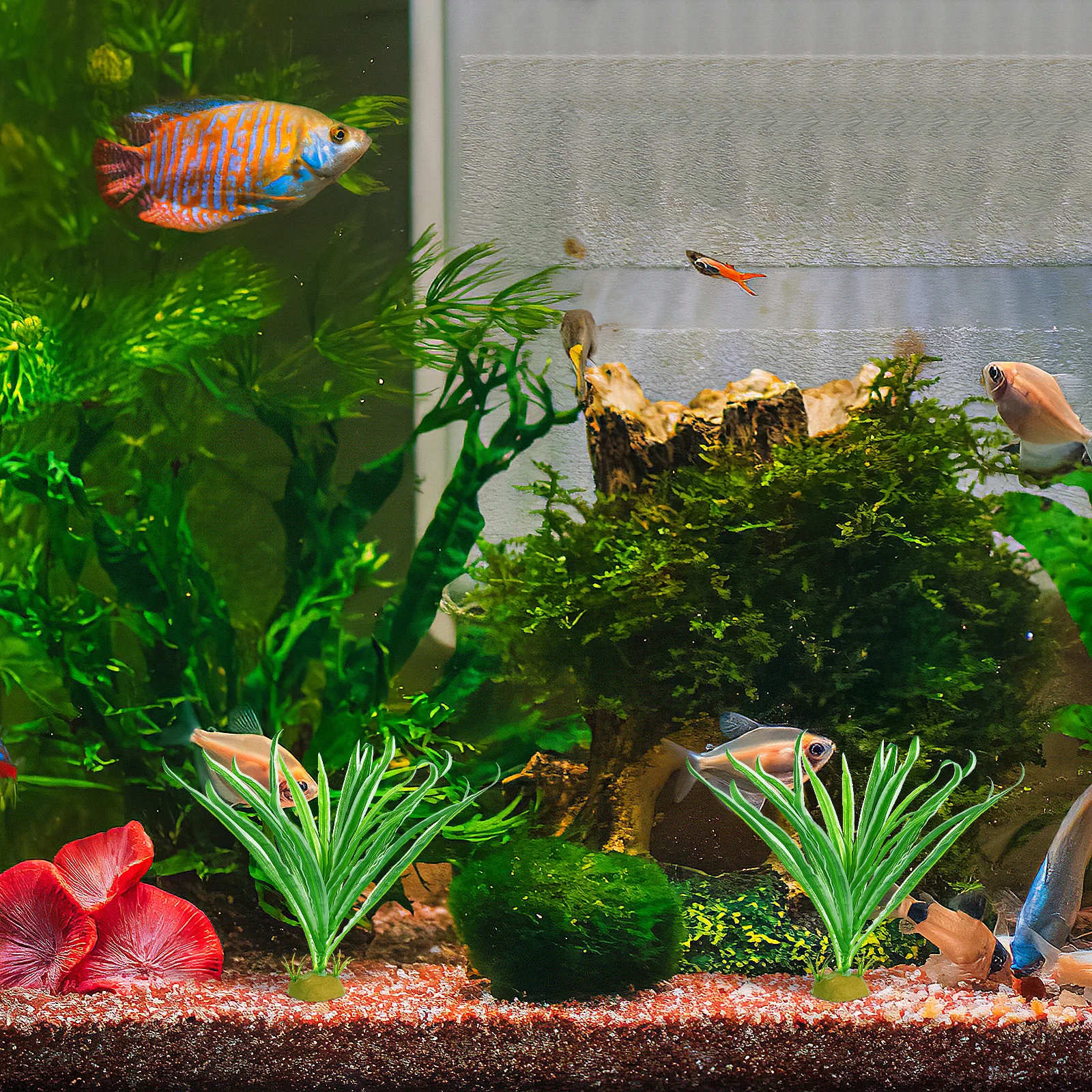 

2Pcs Reptile Tank Fake Plants Lifelike Artificial Plant Ornament Reptile Terrarium Landscape Plant Decoration Climbing Pet Decor