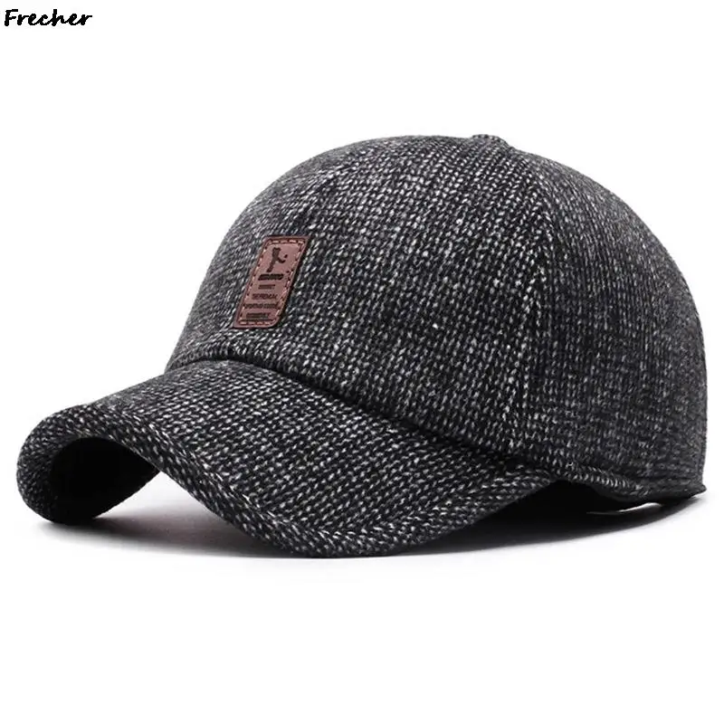 Ochrona słuchu czapki z daszkiem zimowa jesienna czapka z daszkiem utrzymuje ciepło wełniana czapka typu Snapback męska casuette Gorras na zewnątrz