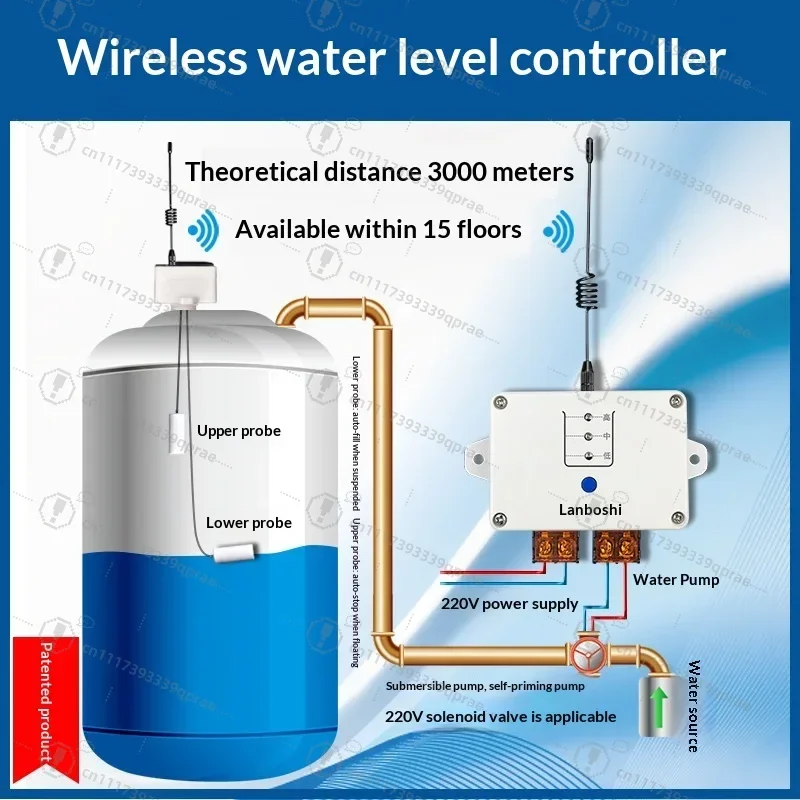 Wireless Water Level Controller 220V Remote Electronic Liquid Level Floating Ball Pool Automatic Water Pumping Water Switch