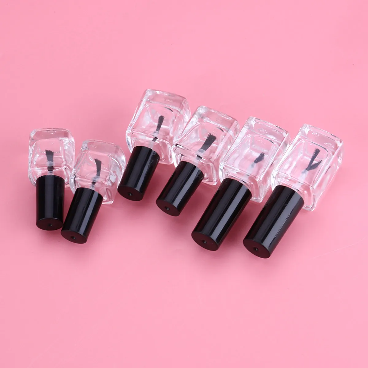6Pcs Empty Nail Polish Bottles Set 3Ml 10Ml 15Ml Premium Brush Inside Clear Glass Nail Polish Bottle for Travel DIY Beauty