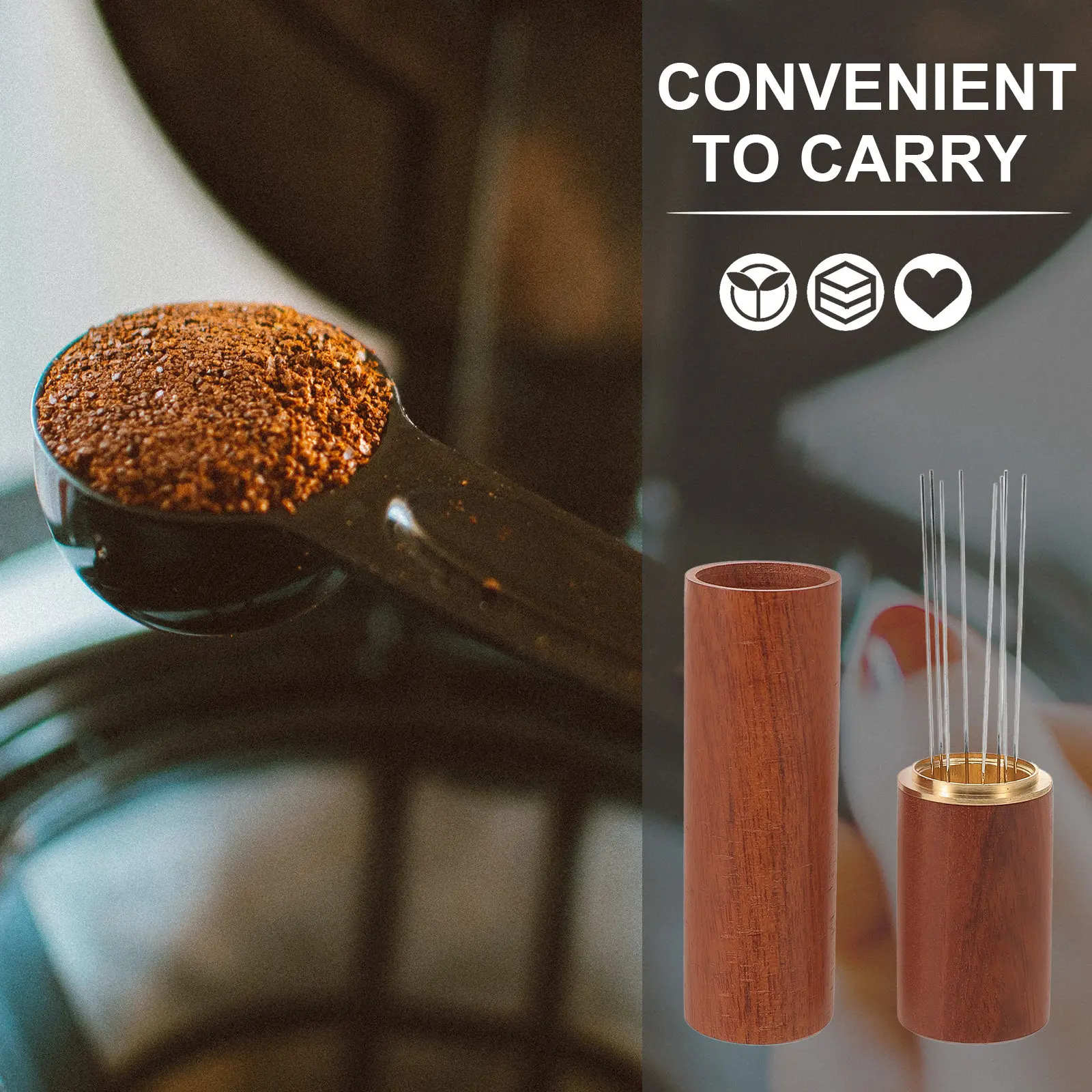 Coffee Distribution Needle Stirrer with Comfortable Wooden Handle and Sturdy Base Ensures Uniform Grounds Spreading and