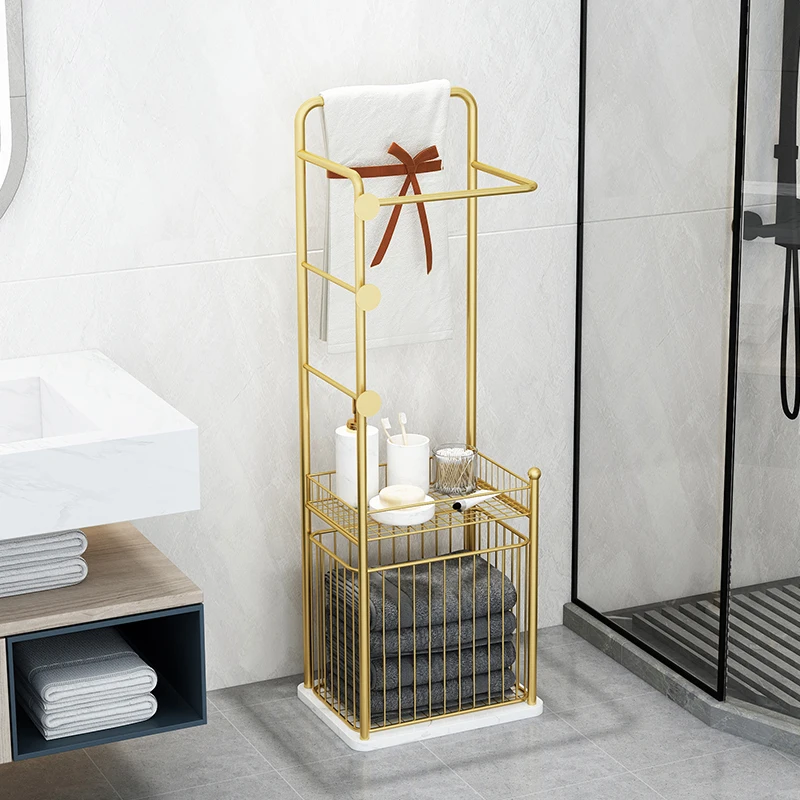 Nordic wrought iron bathroom storage rack, household washstand, towel rack, floor towel rack, toilet multi-layer storage rack