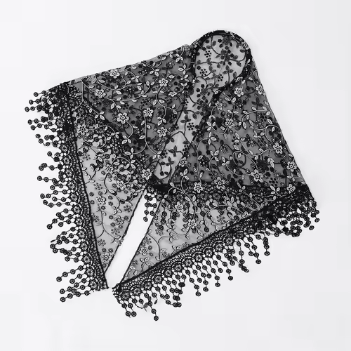 Elegant Lace Scarf Hollow Out Embroidery Foulard Bandana Solid Color Triangular Scarf Thin Vintage HandkerChiefs for Hair Woman - Image 39