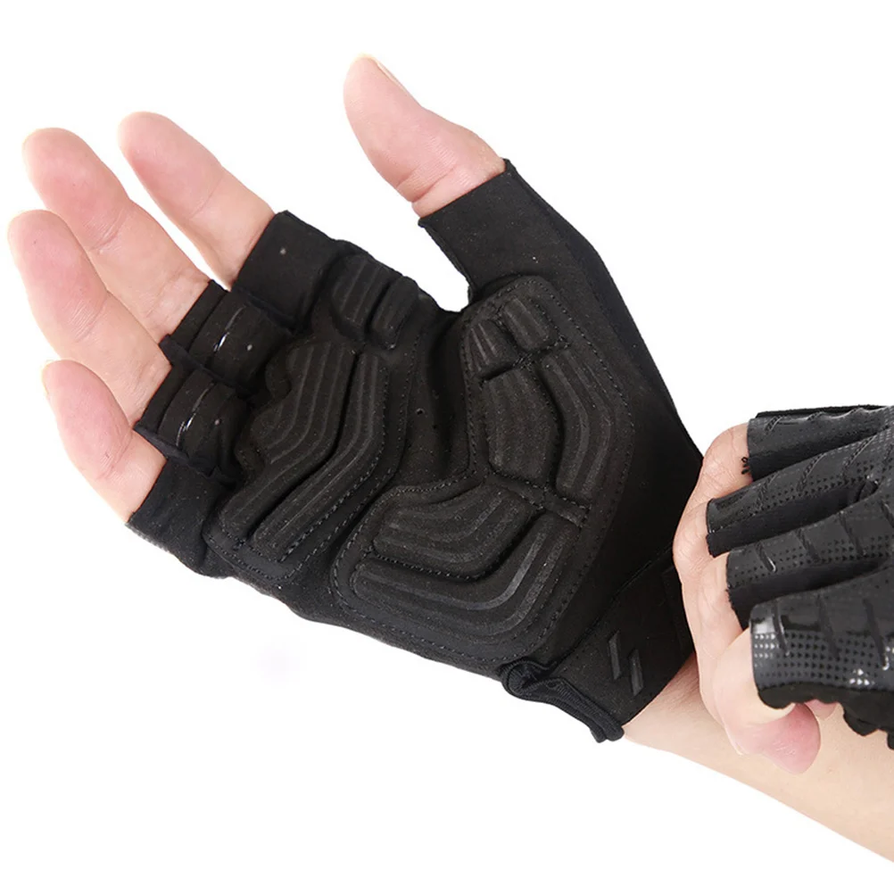 Elastic Breathable M Black Half Finger Gloves Anti-Skid Durable Soft Cuff for Riding Training Outdoor Sports