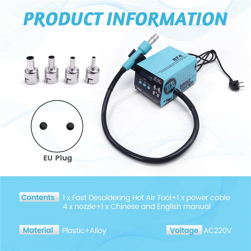 

RF-H2 1000W Fast Desoldering Hot Air Tool Soldering Station Digital Intelligent BGA Rework Station To PCB Chip