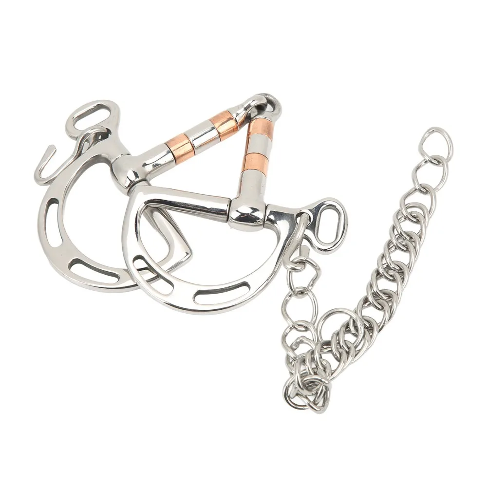 Stainless Steel D Ring Snaffle Bit Durable Chain Attachment Stainless Steel Horse Bit Lightweight Copper Horse Mouth Bit