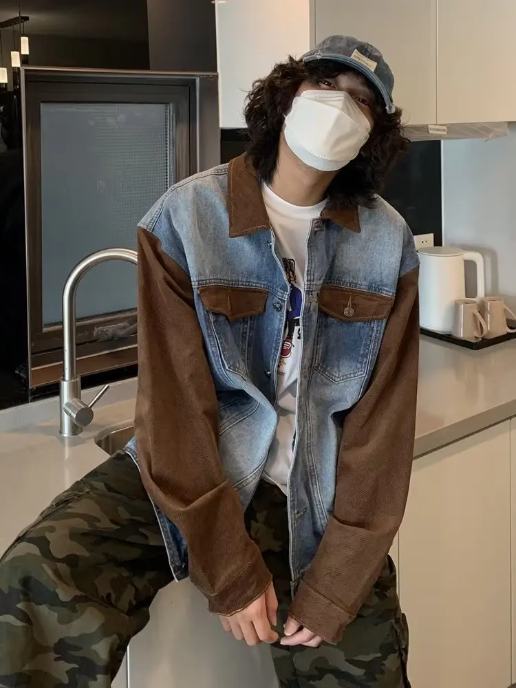 Denim jacket men's spring and autumn loose trendy jacket casual and versatile spring and autumn high street style couple jacket