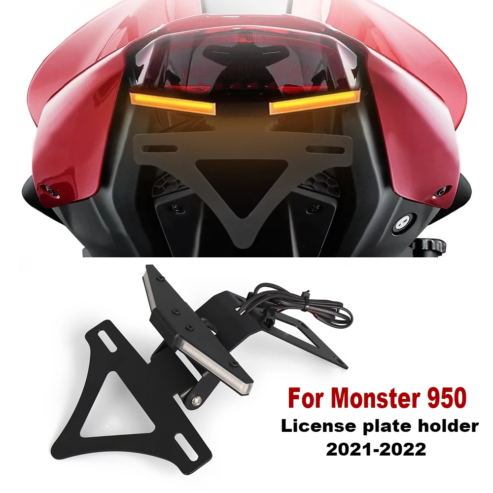 

For Ducati Monster 950 2021-2022 Motorcycle Rear Short Tail Stock License Plate Holder Tailstock Bracket Kit Turn light accessor