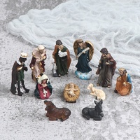 11Pcs Statue Nativity Scene Ornament Set Baby Jesus Manger Christmas Crib Figurines Miniature Ornament Xmas Gift Home Decoration