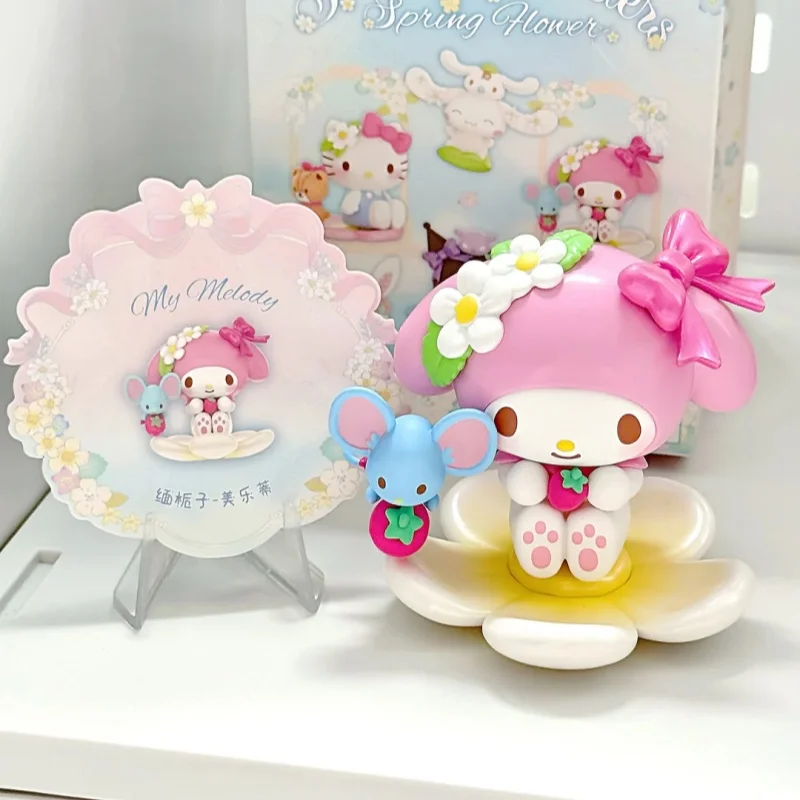 Новая подлинная серия персонажей Hello-Kitty, весенний цветок, слепая коробка, кавайная аниме-фигурка, модель, загадочная коробка, Куроми, мультяшная декоративная игрушка