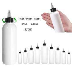 5Pcs 10ml-120ml White Plastic Squeeze Bottles With Twist Cap And Empty Tip Dropper Bottle Dispenser Containers For Tattoo Paint
