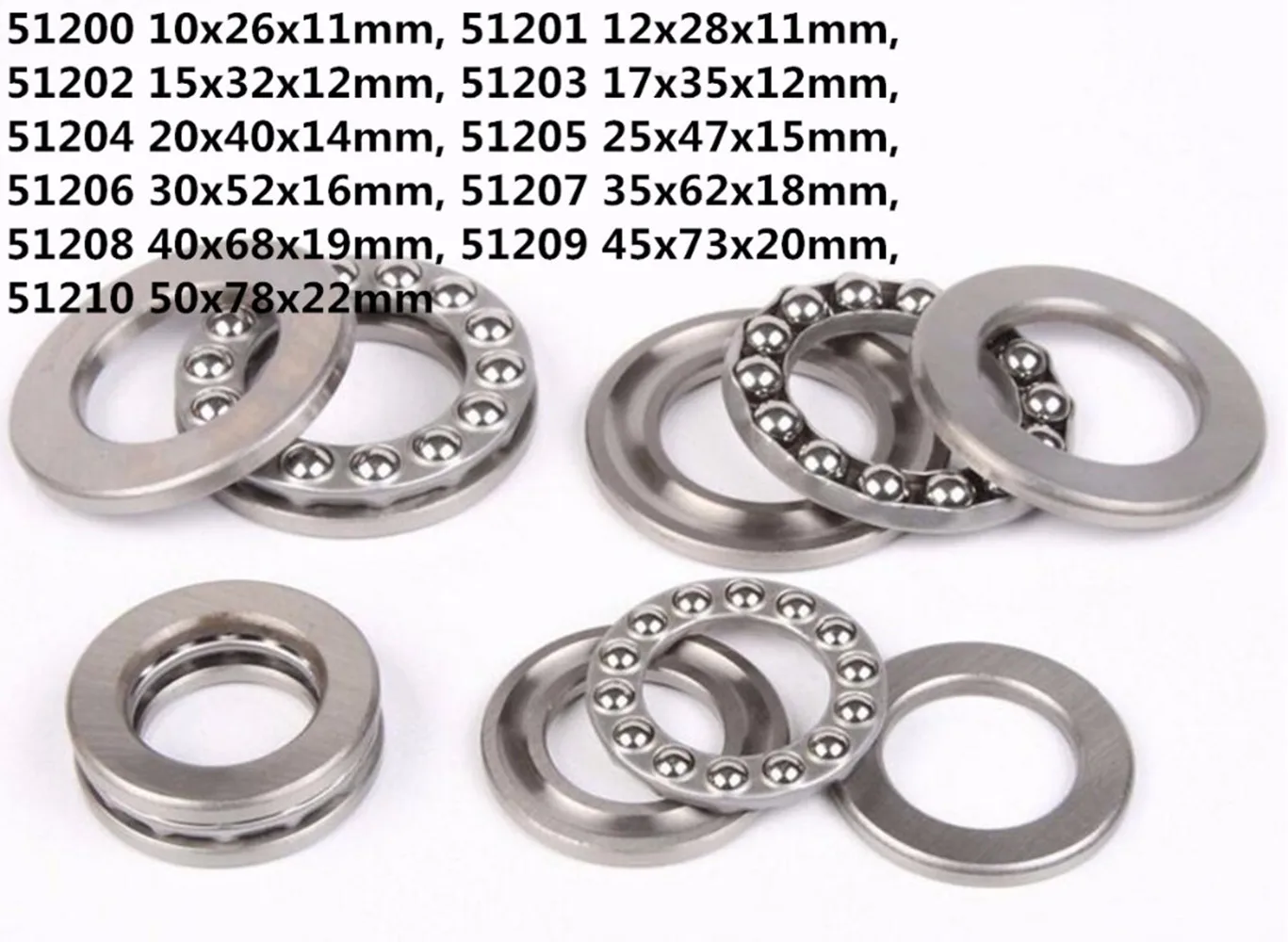 

2-5PCS 51200 10x26x11mm 51201 51202 51203 51204 51205 51206 3-in-1 Plane Axial Ball Bearing Thrust Bearing Ball Bearings