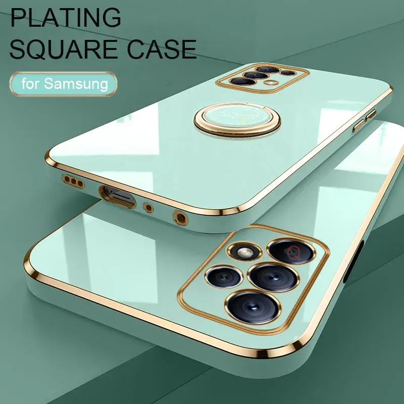 Luxury Ring Holder Case For Samsung Galaxy A13 A53 A33 A73 A23 A32 A52s A72 4g 5g 2022 Plating Silicone Cover A 13 53 52 33 73