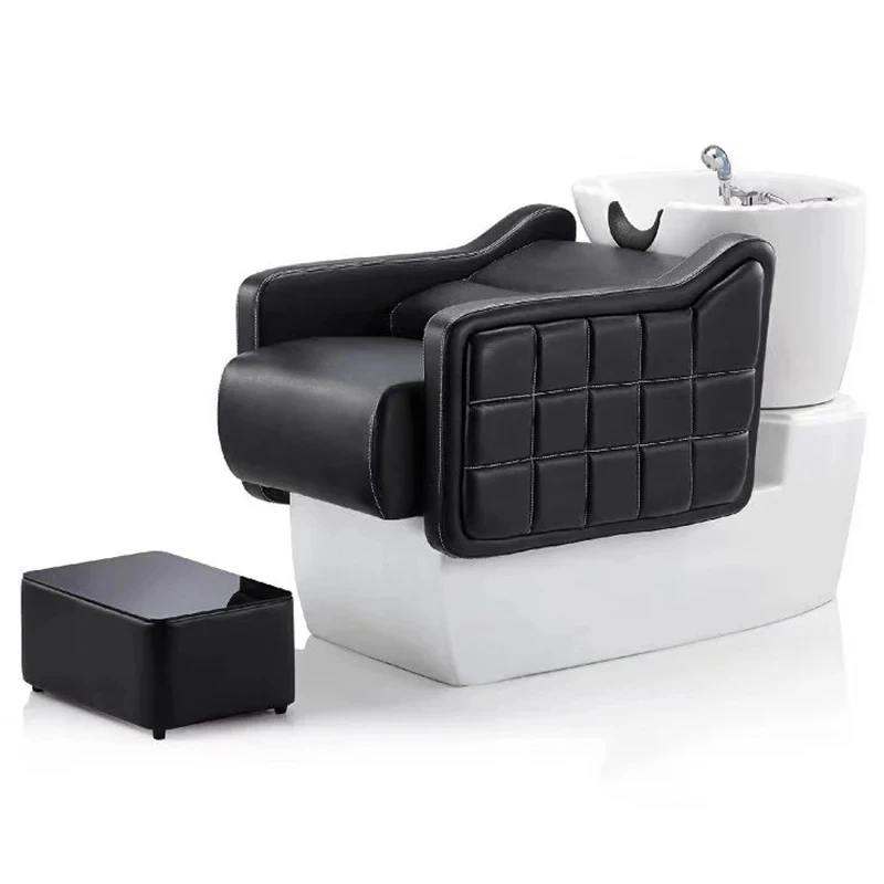 

Simple and High-End Hairdressing Shampoo Chair Ceramic Deep Basin Barber Shop Can Sit Lying Half Flushing Bed