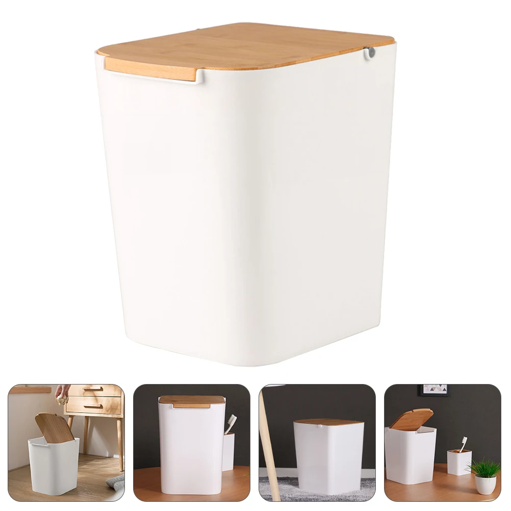 

Plastic Trash Can Cover for Bathroom Kitchen Office Garbage Bucket Table Mini Litter Ash bin Sorting Can Large Capacity
