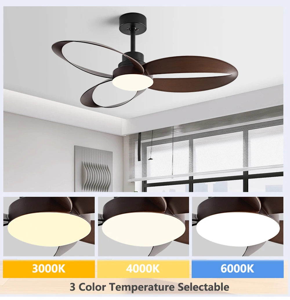 42/52 Inch Ceiling Fan 3 Blades Vintage Industrial Wood Ventilator with Light Remote Control for Coffee Shop Home Hotel Office image 4