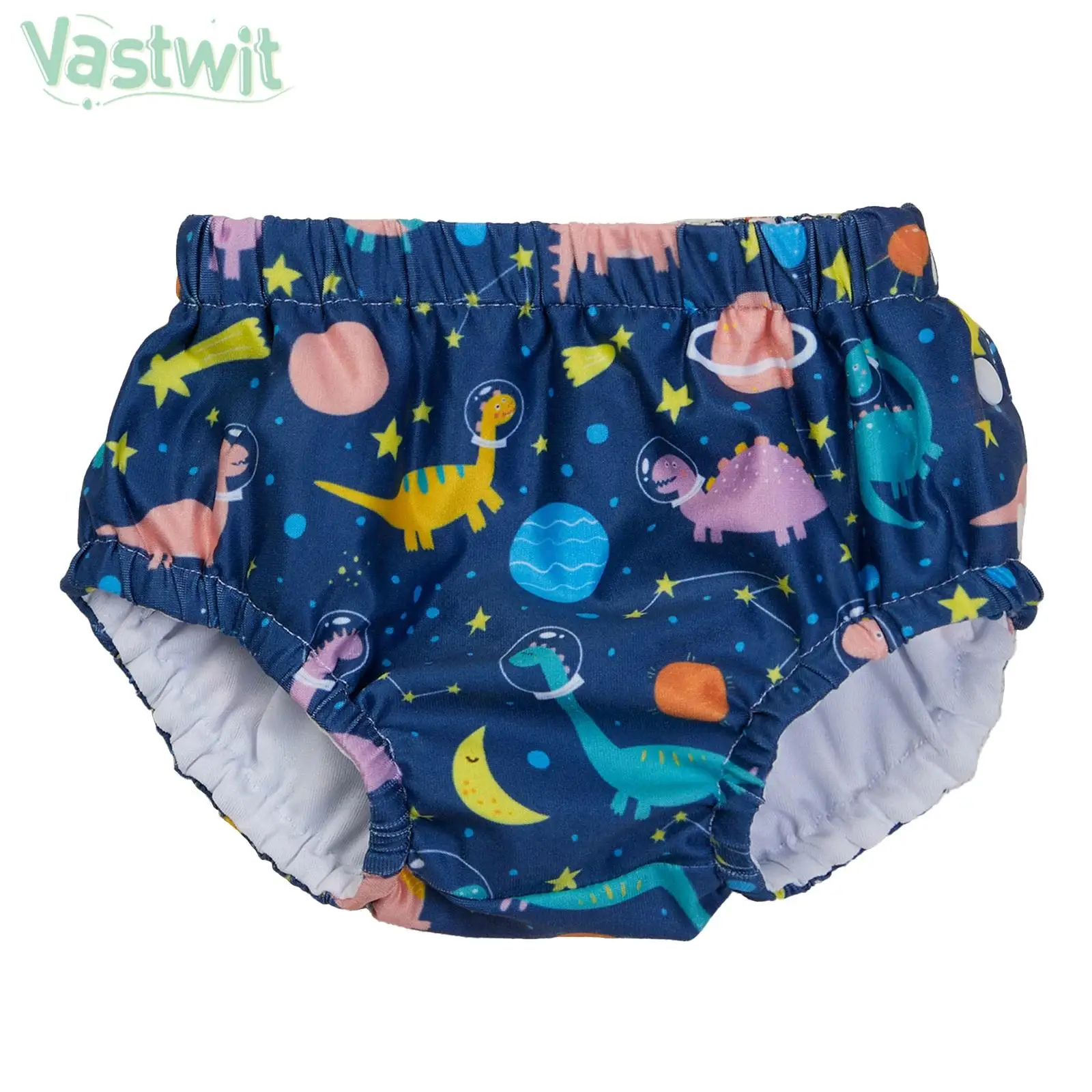 

Toddler Print Bloomers Briefs Swimwear Reusable Absorbent Stretchable Waist Press Button Swimsuit Diaper for Swimming Bathing