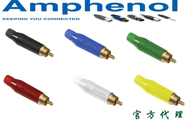 Amphenol Audio ACPR series RCA MALE plug Diecast Shell color full finish ACPR-RED, ACPR-BLK, ACPR-WHT anf ACPR-GRN