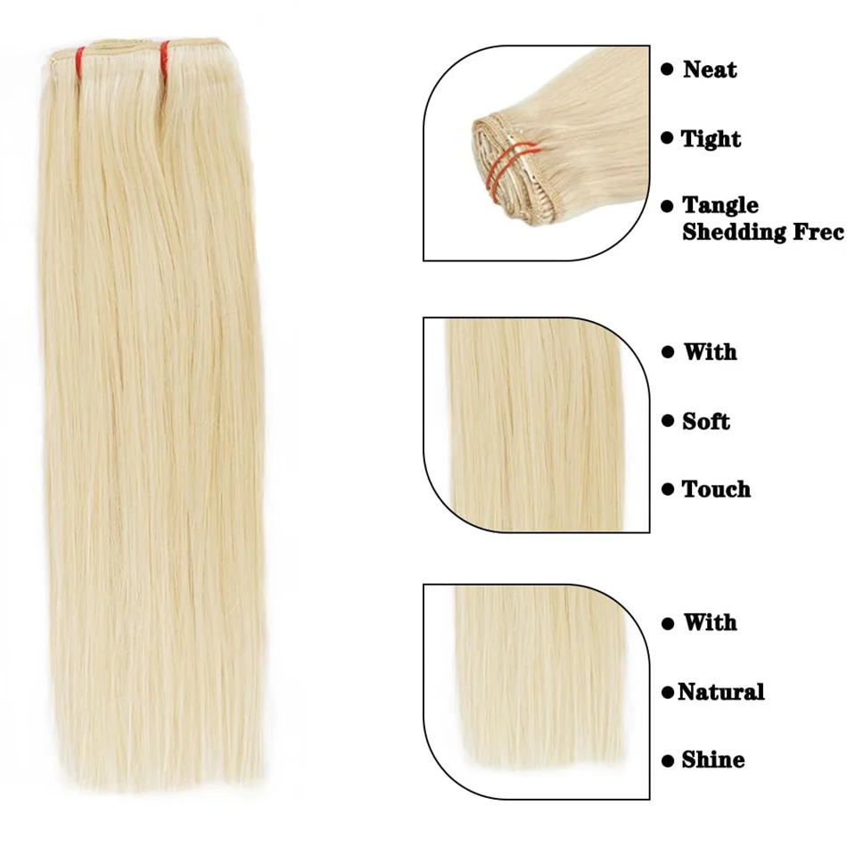 Clip in Hair Extensions 100% Real Remy Human Hair Brazilian Silky Straight Hair Extension Balayage Blonde Hair Extension