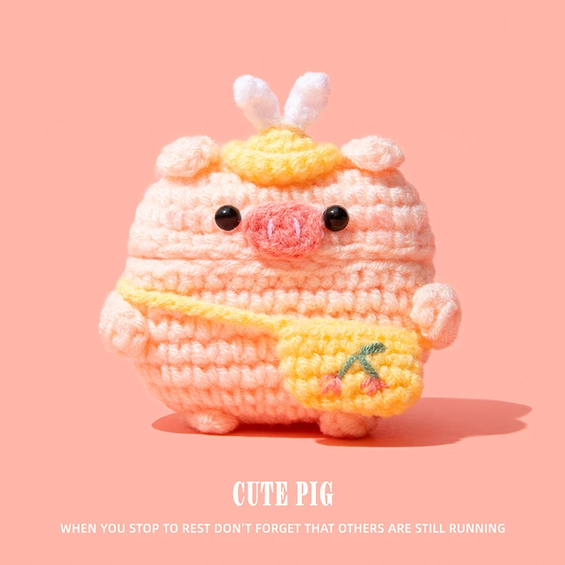 Stuffed Knit Little Pig Cartoon Earphone Case, Wireless Bluetooth Charging Box, Cover for AirPods 1 2 3 Pro Air Pods Pro 2 ﻿