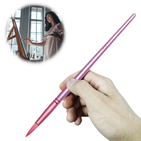 4/6Pcs Watercolor Paint Brushes Wooden Handle Paint Brush Nylon Hair Flat Head Watercolor Brush Long Handle for Miniature Model