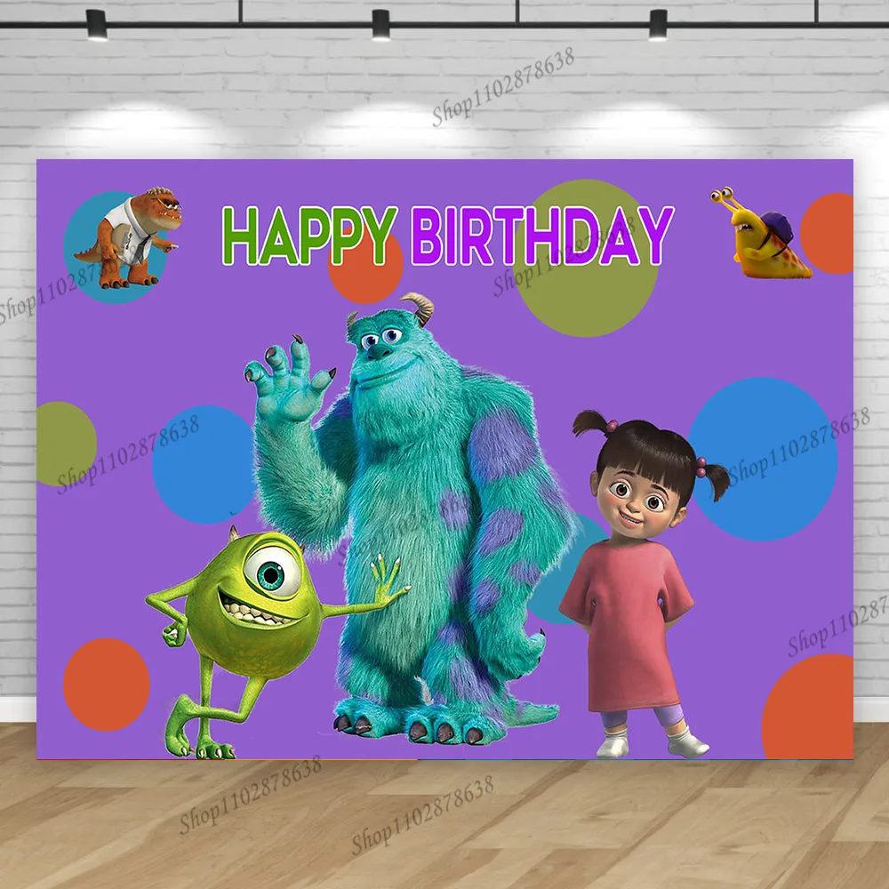 Monsters Inc Boo Backdrop Baby Birthday Party Girl First Background Mike Wazowski Pink Cake Baby Shower Banner Decortions Poster