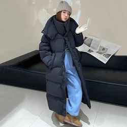 Women's Hooded Down Jacket, Knee-Length Parker Coat, Thickened Coat, Warm KneeThickened, Fall and Winter Fashion