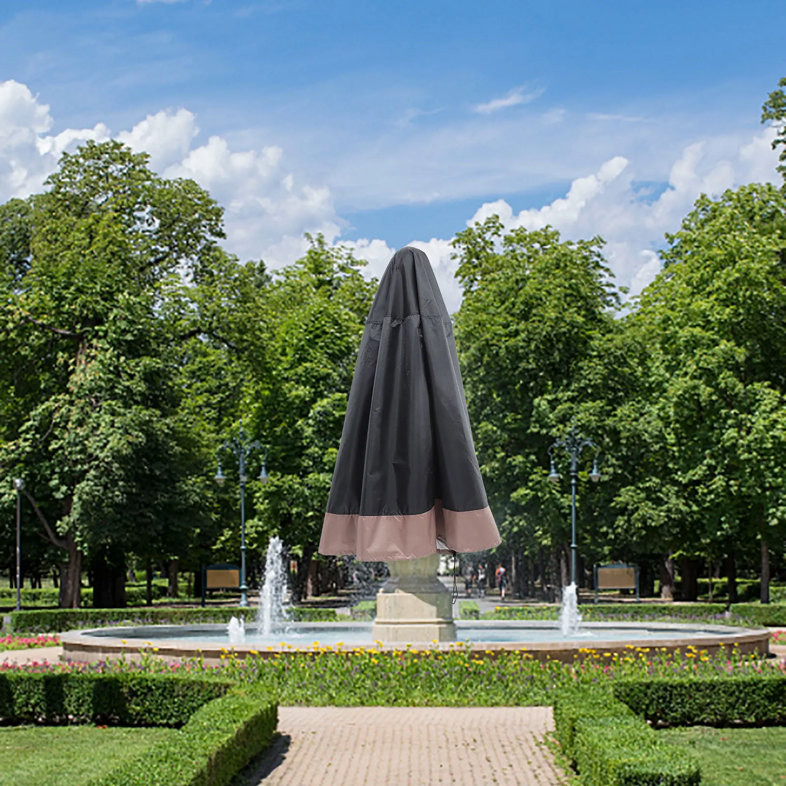 غطاء حمام الطيور المقاوم للماء من البوليستر الفاخر حامي نافورة الحديقة غطاء دائري مقاوم للطقس للتمثال الخارجي #2